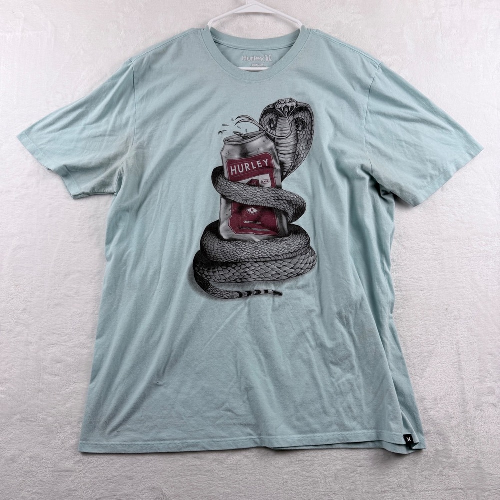 Hurley Cobra Snake Graphic T Shirt Mens XL Blue Surf Skate Casual